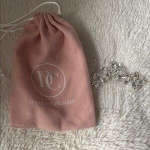 Pink Velvet Jewelry Pouch with Crystal Hair Comb